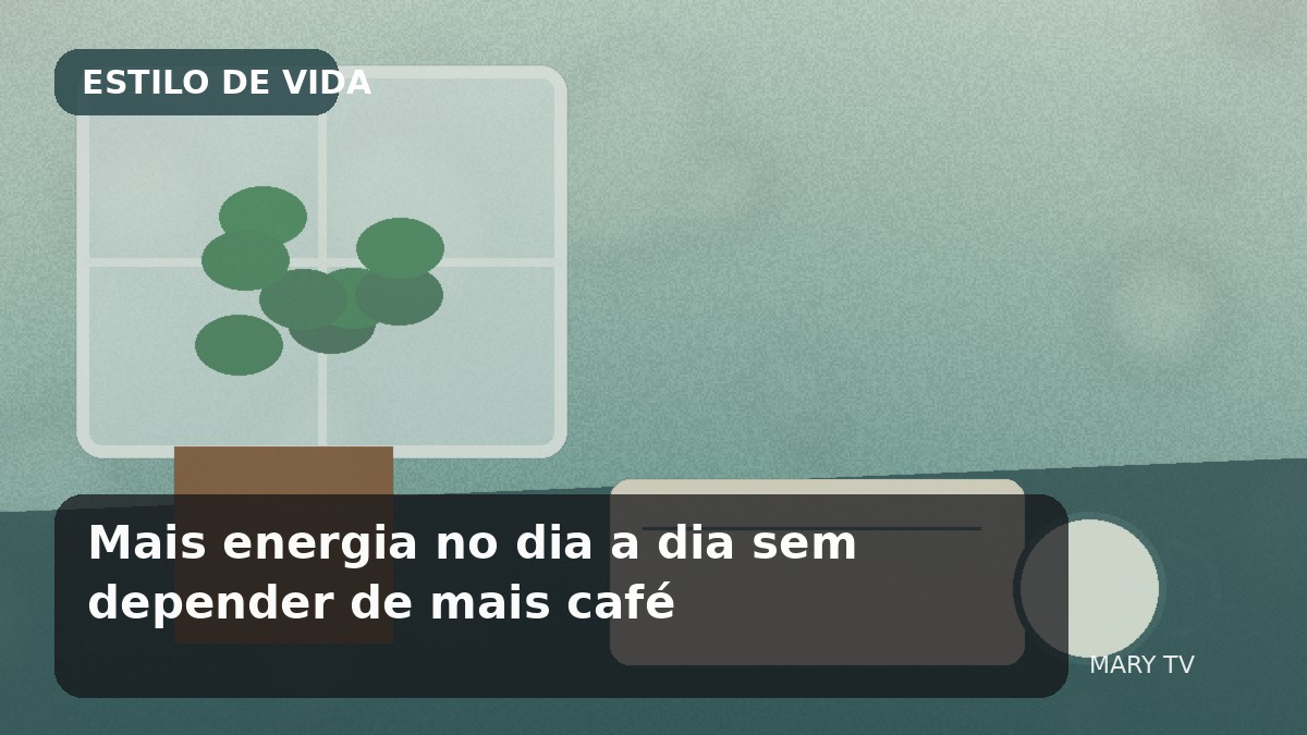 Imagem editorial em estilo fotográfico sobre Mais energia no dia a dia sem depender de mais café: rotina, pausas e ambiente