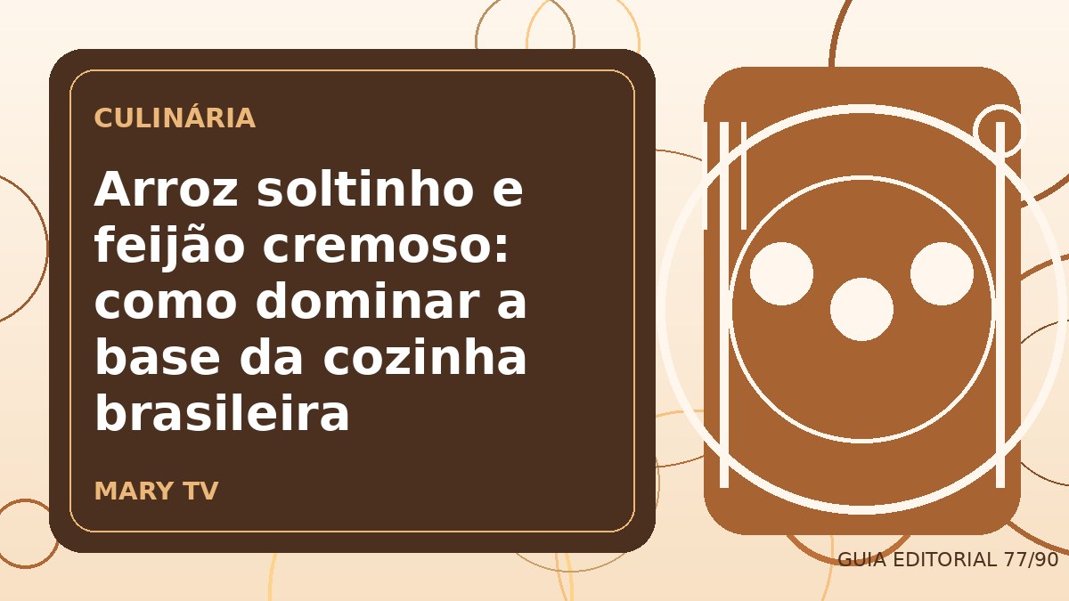 Ilustração editorial sobre arroz soltinho e feijão cremoso: como dominar a base da cozinha brasileira