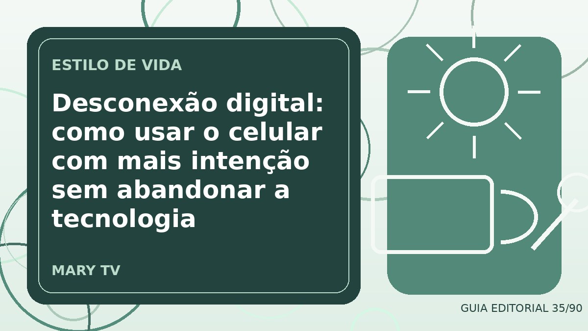 Ilustração editorial sobre desconexão digital: como usar o celular com mais intenção sem abandonar a tecnologia