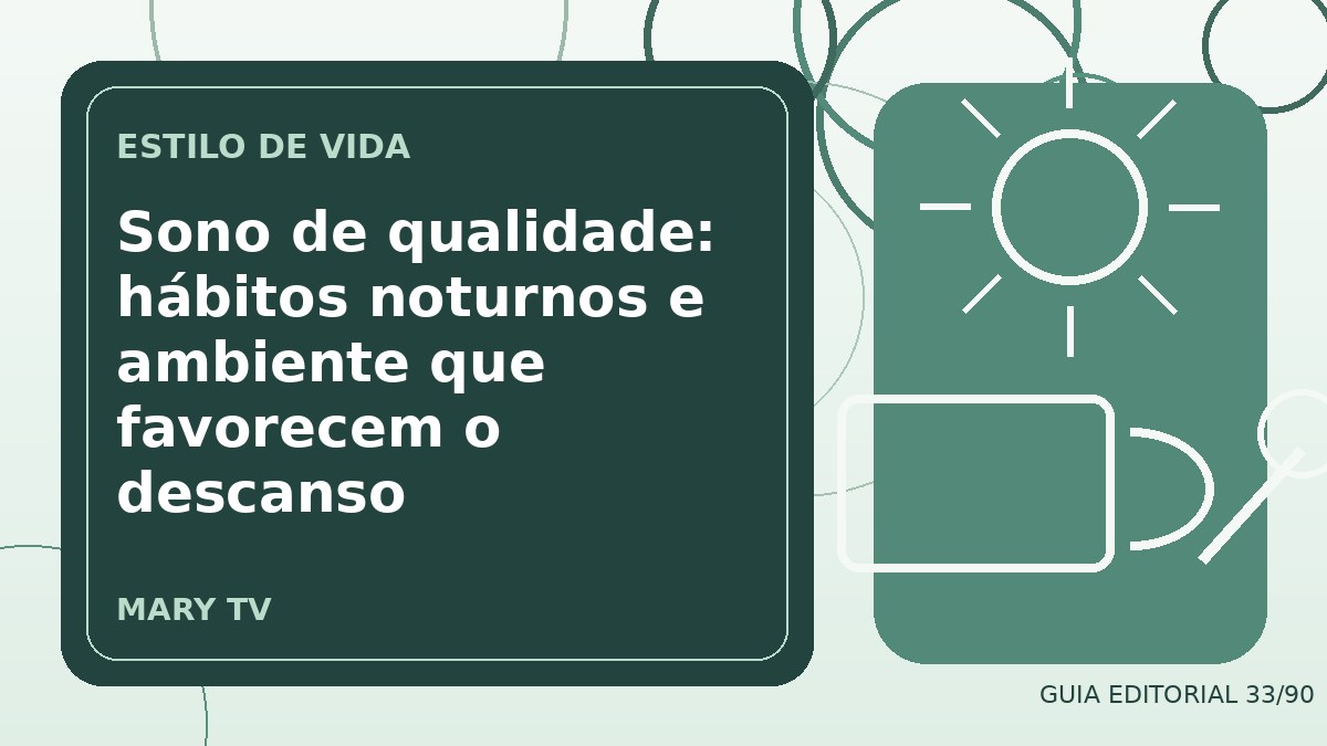 Ilustração editorial sobre sono de qualidade: hábitos noturnos e ambiente que favorecem o descanso