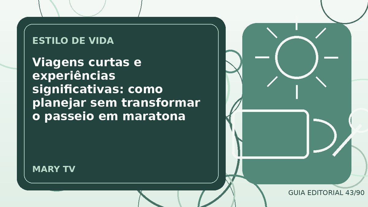 Ilustração editorial sobre viagens curtas e experiências significativas: como planejar sem transformar o passeio em maratona