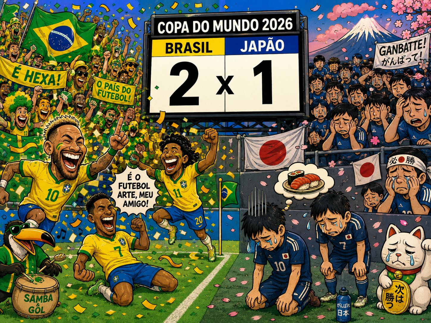Brasil vence o Japão por 2x1