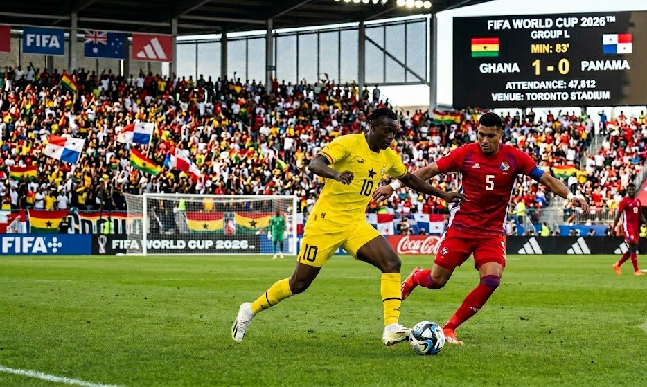 Vitória de Gana de 1 x 0 sobre o Panamá